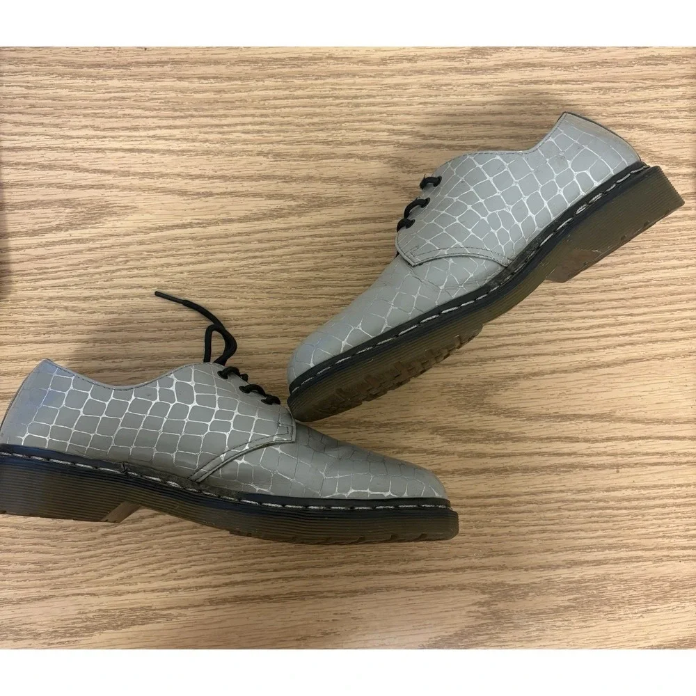Dr. Martens 1461 Oxford Shoes Mens 9 Womens 10 Gray Python Leather Preppy